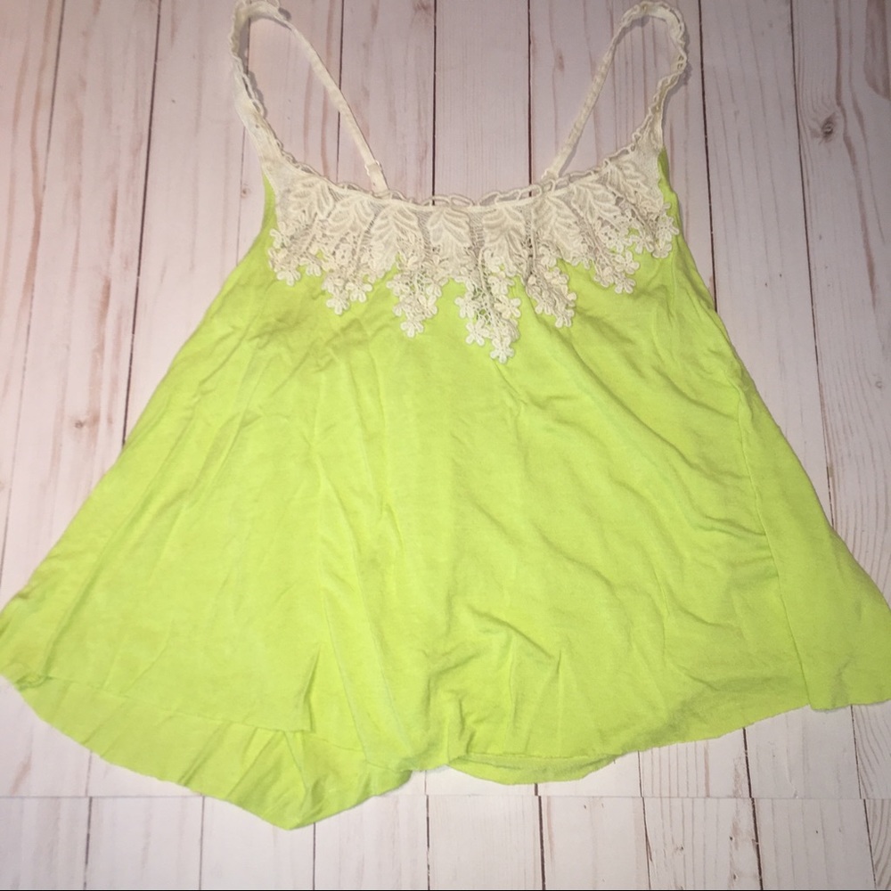 Kimchi Blue Neon Green Crochet Tank Top
